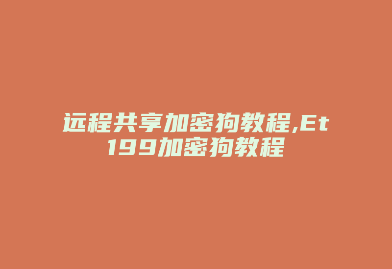 远程共享加密狗教程,Et199加密狗教程-加密狗复制网