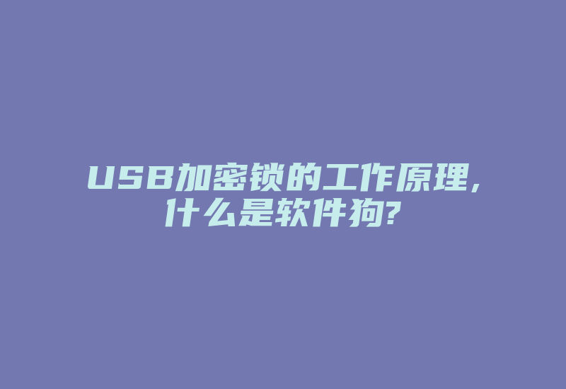 USB加密锁的工作原理,什么是软件狗?-加密狗复制网