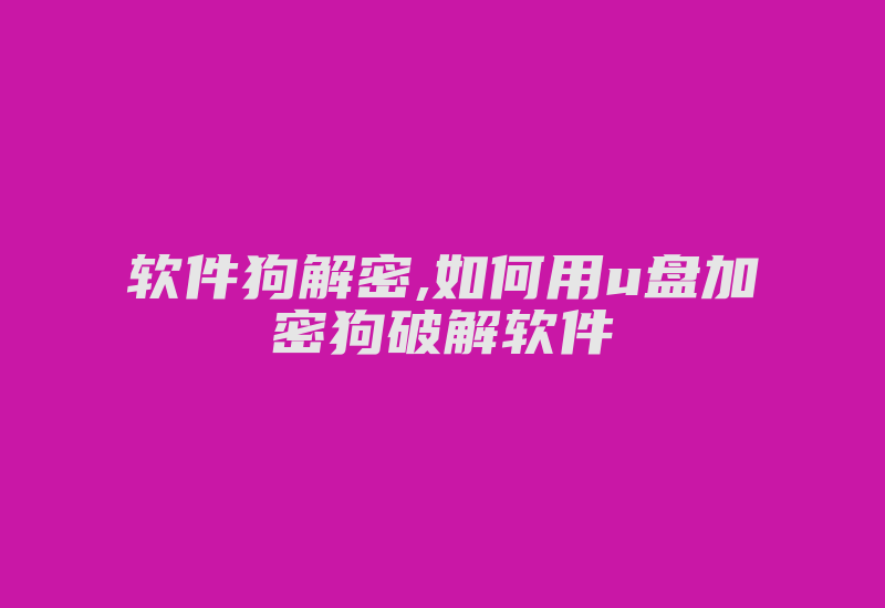 软件狗解密,如何用u盘加密狗破解软件-加密狗复制网