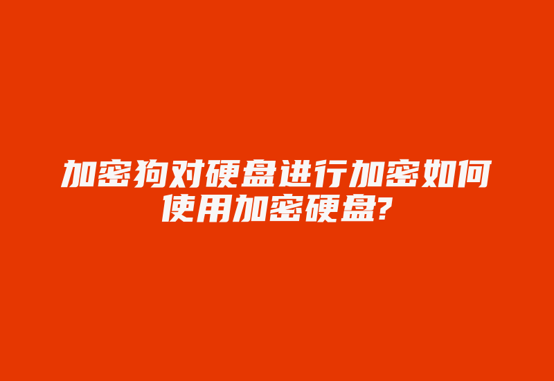 加密狗对硬盘进行加密如何使用加密硬盘?-加密狗复制网