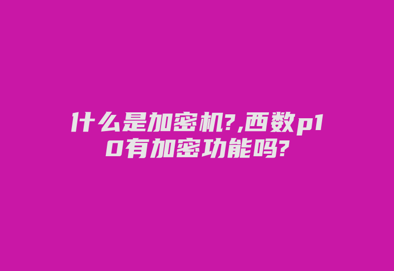 什么是加密机?,西数p10有加密功能吗?-加密狗复制网