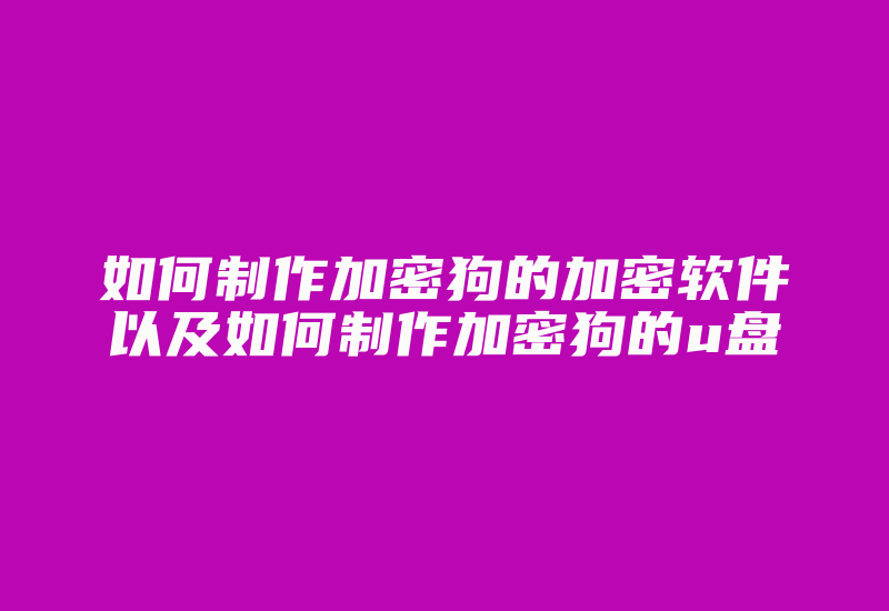 如何制作加密狗的加密软件以及如何制作加密狗的u盘-加密狗复制网