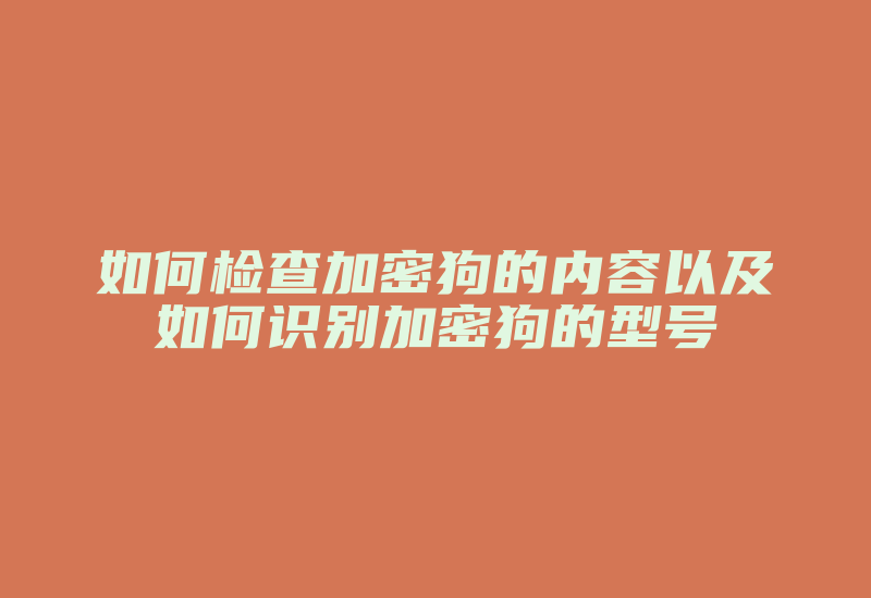 如何检查加密狗的内容以及如何识别加密狗的型号-加密狗复制网