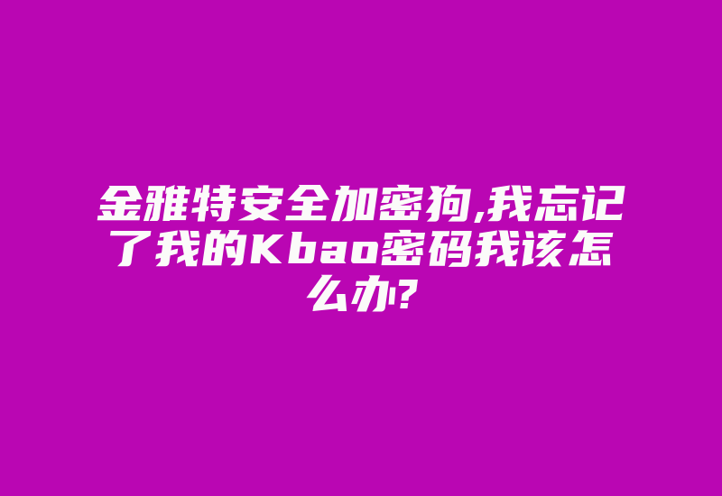 金雅特安全加密狗,我忘记了我的Kbao密码我该怎么办?-加密狗复制网