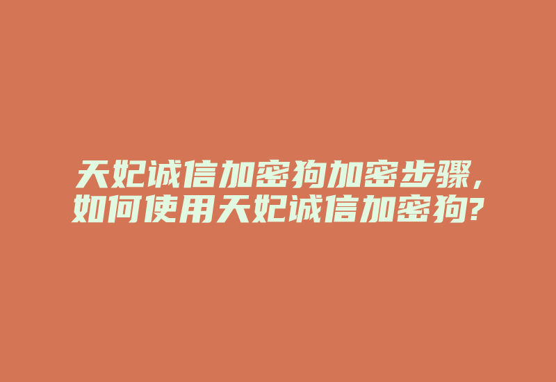 天妃诚信加密狗加密步骤,如何使用天妃诚信加密狗?-加密狗复制网