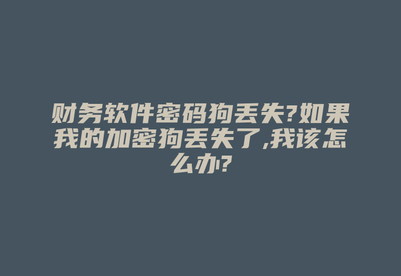 财务软件密码狗丢失?如果我的加密狗丢失了,我该怎么办?-加密狗复制网