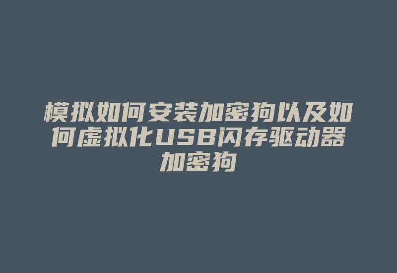 模拟如何安装加密狗以及如何虚拟化USB闪存驱动器加密狗-加密狗复制网