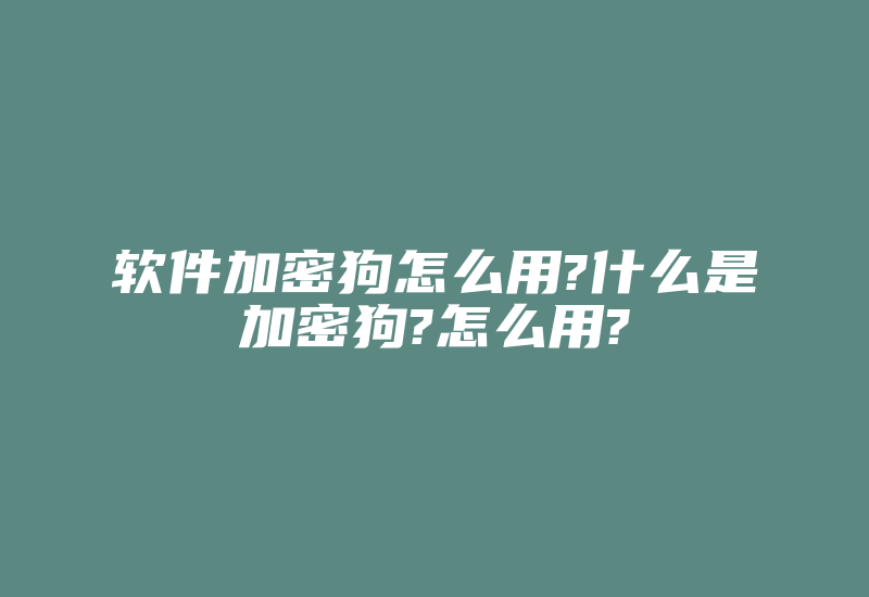 软件加密狗怎么用?什么是加密狗?怎么用?-加密狗复制网