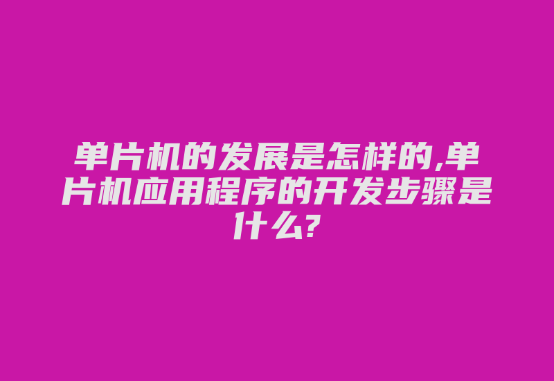 单片机的发展是怎样的,单片机应用程序的开发步骤是什么?-加密狗复制网