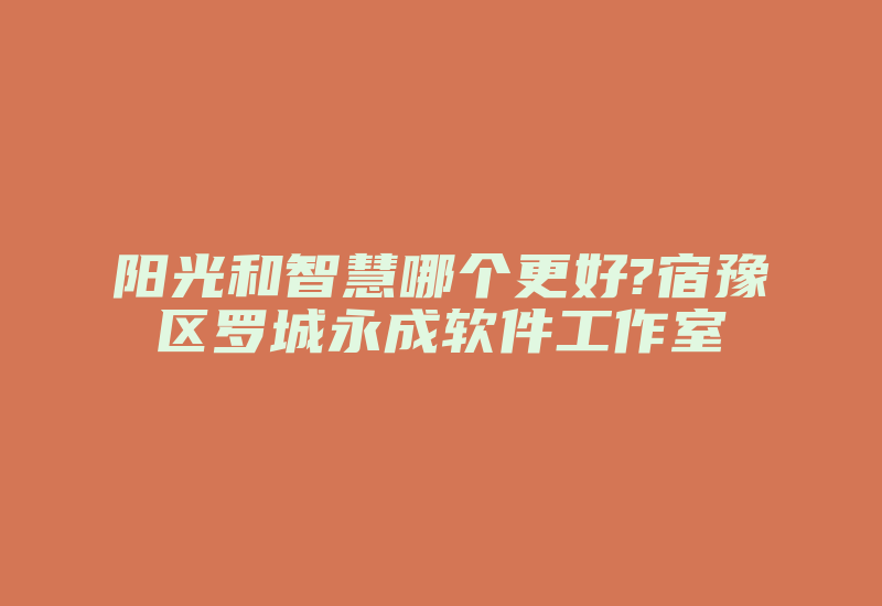 阳光和智慧哪个更好?宿豫区罗城永成软件工作室-加密狗复制网