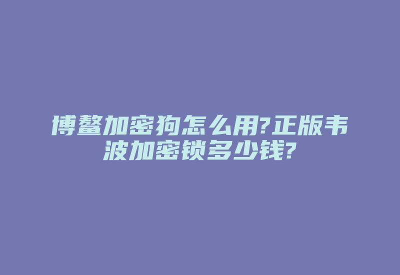 博鳌加密狗怎么用?正版韦波加密锁多少钱?-加密狗复制网