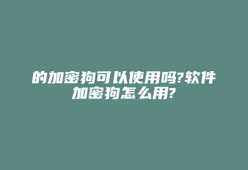 的加密狗可以使用吗?软件加密狗怎么用?-加密狗复制网