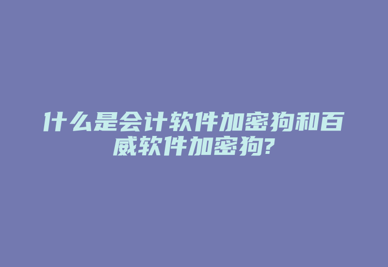 什么是会计软件加密狗和百威软件加密狗?-加密狗复制网