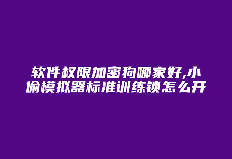 软件权限加密狗哪家好,小偷模拟器标准训练锁怎么开-加密狗复制网