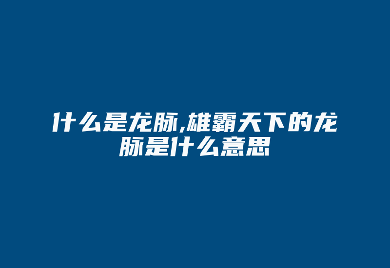 什么是龙脉,雄霸天下的龙脉是什么意思-加密狗复制网