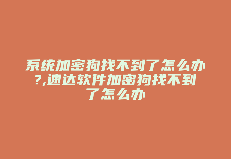 系统加密狗找不到了怎么办?,速达软件加密狗找不到了怎么办-加密狗复制网