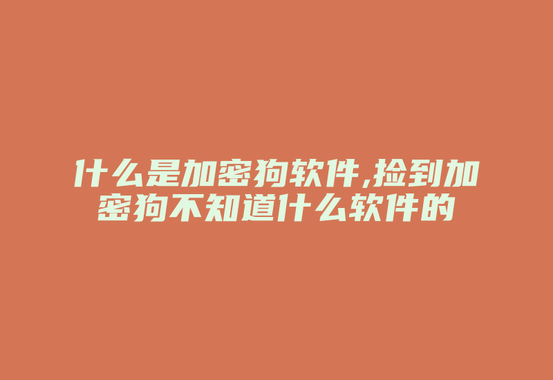 什么是加密狗软件,捡到加密狗不知道什么软件的-加密狗复制网