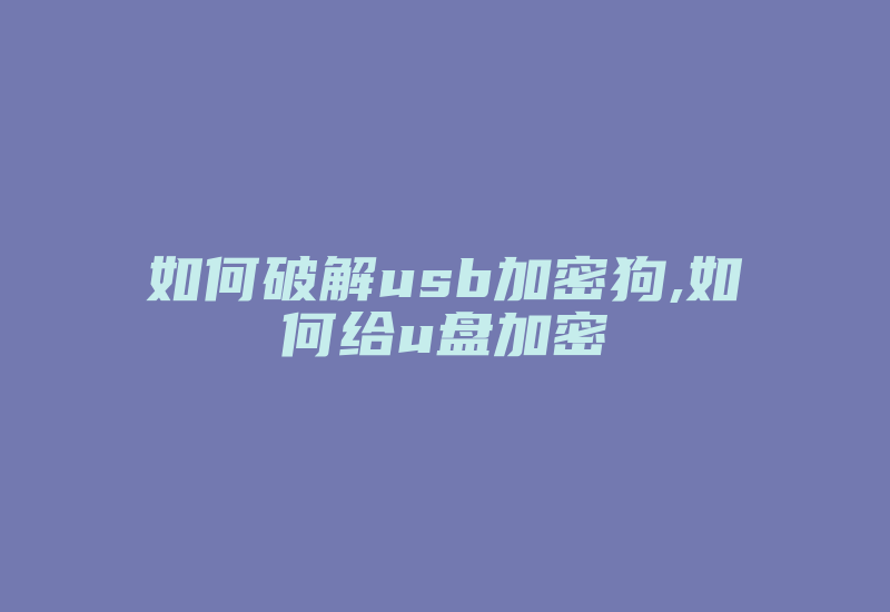 如何破解usb加密狗,如何给u盘加密-加密狗复制网