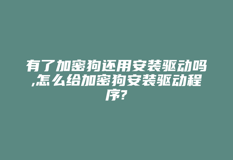 有了加密狗还用安装驱动吗,怎么给加密狗安装驱动程序?-加密狗复制网