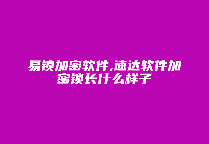 易锁加密软件,速达软件加密锁长什么样子-加密狗复制网