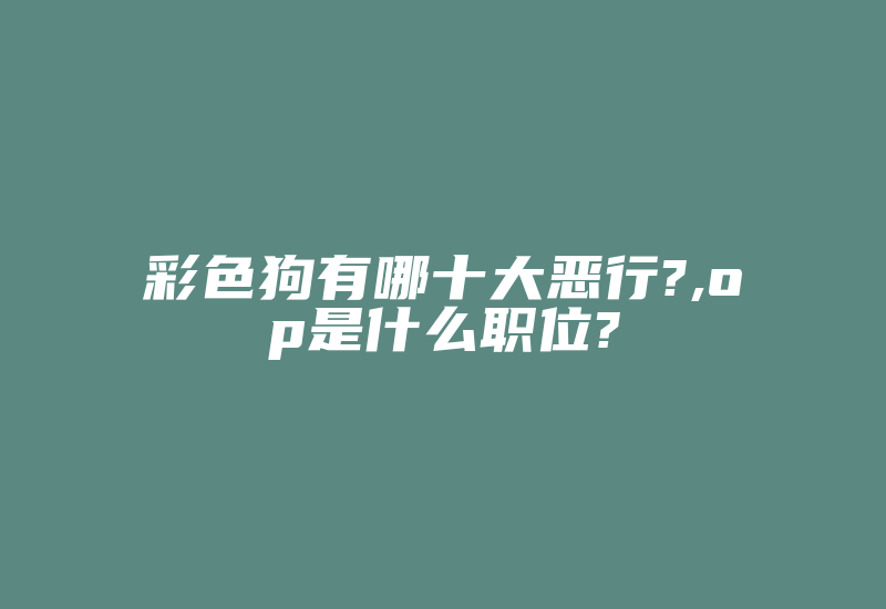 彩色狗有哪十大恶行?,op是什么职位?-加密狗复制网