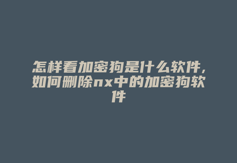 怎样看加密狗是什么软件,如何删除nx中的加密狗软件-加密狗复制网